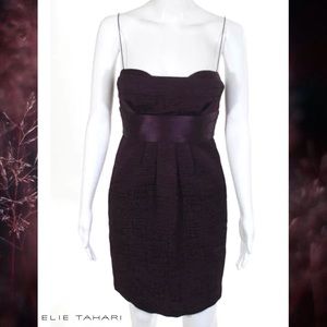 ELIE TAHARI Deep Purple Empire Waist Pleated Dress